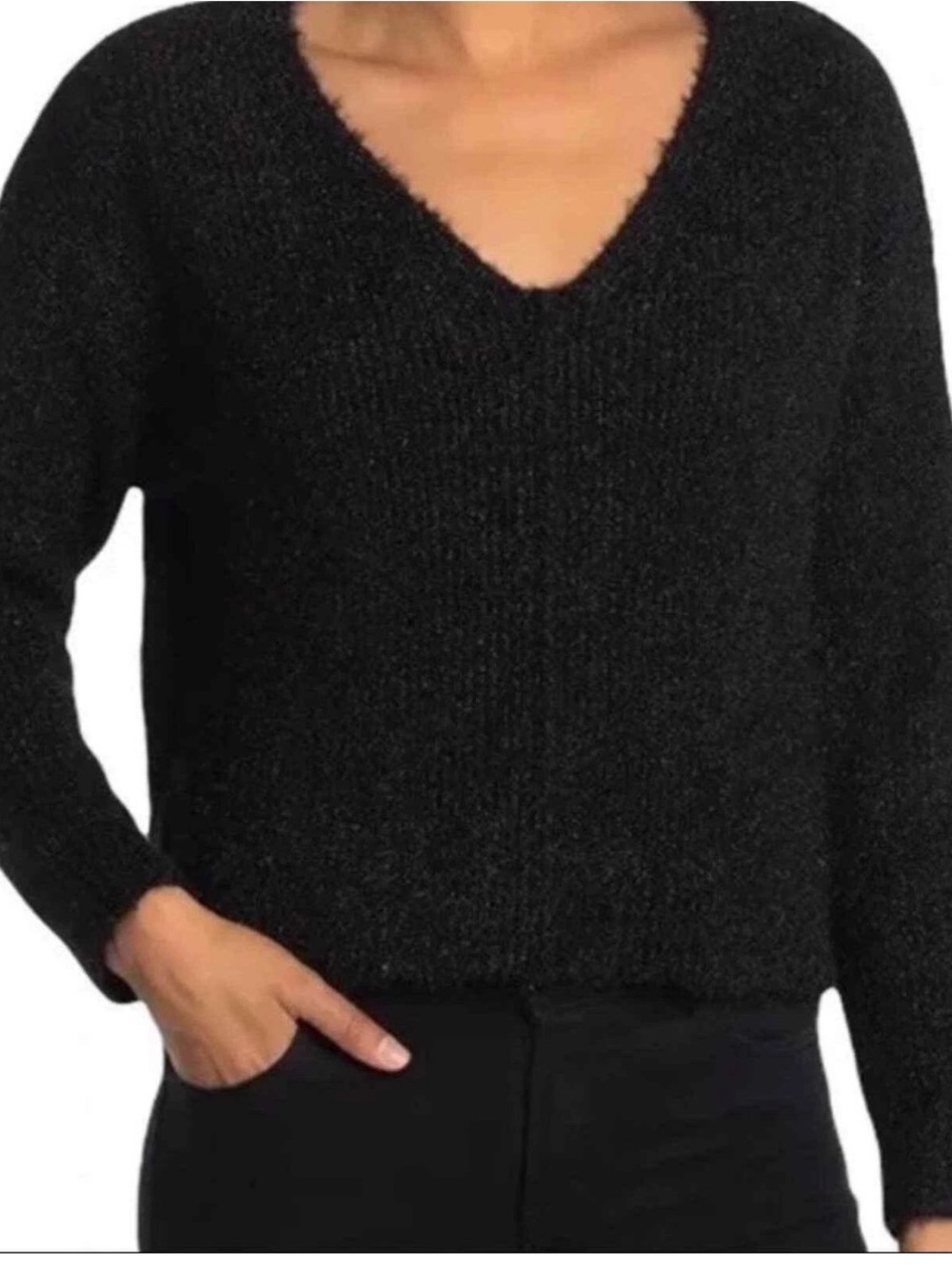 Abound Cropped Long Sleeve Black & metallic Sweater Size Small NWT